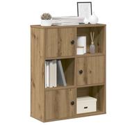 QZZCED Artisan - Scaffale in legno di ingegneria rovere 60 x 24 x 76,5 cm, organizer per libri e spazio di archiviazione multiuso con porta regolabile e superficie resistente