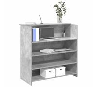 QZZCED Banco di ricezione grigio calcestruzzo 100x50x103,5 cm con ripiani integrati e design versatile per uffici e spazi professionali - materiale in legno di ingegneria