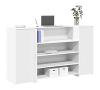 QZZCED Banco reception bianco 180 x 50 x 103,5 cm in legno di ingegneria con ampio stoccaggio e design versatile per uffici, hotel e cliniche - Struttura resistente