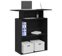 QZZCED Banco reception nero 100 x 40 x 104 cm con ripiano integrato in legno di ingegneria stabile e resistente per uffici aziendali, lobby di hotel e cliniche