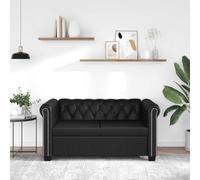 QZZCED Chesterfield - Divano a 2 posti, in pelle sintetica, colore nero, elegante, con bottoni e borchie, struttura resistente e durevole, rivestimento facile da pulire per soggiorno o ufficio,