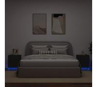 QZZCED Comodino con luci a LED RGB, 2 cassetti di stoccaggio, legno di ingegneria resistente all'umidità, mobile ausiliario moderno per decorazione d'interni, controllo