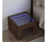 QZZCED Comodino con specchio LED Infinito e luci RGB, tavolo in legno di ingegneria stabile e resistente per la decorazione della casa, superficie liscia e durevole, regolazione delle modalità