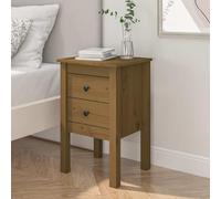 QZZCED Comodino in legno di pino massiccio con 2 cassetti, ampio spazio e superficie robusta, per decorazione domestica, stile rustico e organizzazione pratica