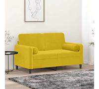QZZCED Divano a 2 posti 120 cm con cuscini in velluto giallo morbido, struttura robusta in metallo e fodere estraibili per soggiorno moderno e confortevole, design ergonomico