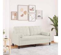 QZZCED Divano a 2 posti 140 cm con cuscini in velluto color crema, struttura metallica robusta e spessa imbottitura per il massimo comfort, design moderno e fodere estraibili