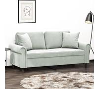 QZZCED Divano a 2 posti 140 cm con cuscini in velluto grigio chiaro, design moderno e struttura metallica robusta, include cuscini decorativi con imbottitura in cotone PP per il massimo