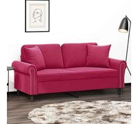 QZZCED Divano a 2 posti 140 cm con cuscini in velluto rosso rosso, struttura metallica robusta, imbottitura spessa per il massimo comfort, design moderno per soggiorno