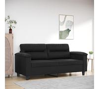 QZZCED Divano a 2 posti 140 cm in similpelle nera, struttura robusta in metallo e imbottitura spessa per il massimo comfort, design moderno e facile da pulire, resistente alle macchie
