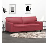 QZZCED Divano a 2 posti in similpelle rosso vino 140 cm, struttura robusta in metallo e imbottitura spessa per il massimo comfort, resistente alle macchie e facile da pulire, design