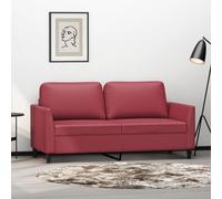 QZZCED Divano a 2 posti in similpelle rosso vino 140 cm, struttura robusta in metallo e imbottitura spessa per il massimo comfort, resistente alle macchie e facile da pulire, design