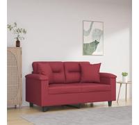 QZZCED Divano a 2 posti moderno con cuscini in similpelle rosso 120 cm, struttura metallica robusta e stabile, imbottitura spessa per il massimo comfort, resistente alle macchie