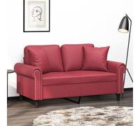 QZZCED Divano a 2 posti moderno con cuscini in similpelle rosso 120 cm, struttura metallica robusta e stabile, imbottitura spessa per il massimo comfort, facile pulizia