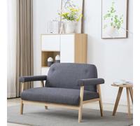 QZZCED Divano a 2 posti, tessuto grigio scuro, design semplice ed elegante, per soggiorni, struttura in legno massello, stabile e durevole, imbottito con schiuma per un maggiore comfort tappezzato