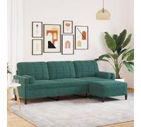 QZZCED Divano a 3 posti con sgabello 210 cm in velluto verde scuro, struttura metallica robusta e spessa imbottitura per il massimo comfort e stabilità in casa