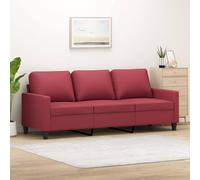 QZZCED Divano a 3 posti in similpelle rosso vino 180 cm, struttura metallica robusta e stabile, per soggiorno, imbottitura spessa per il massimo comfort, resistente alle macchie