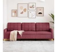 QZZCED Divano a 3 posti in tessuto rosso 210 cm, struttura in metallo robusta e stabile, imbottitura spessa per il massimo comfort, design moderno e durevole per soggiorno,