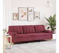 QZZCED Divano a 3 posti in tessuto rosso 210 cm, struttura metallica robusta, cuscini estraibili e spessi imbottiti per soggiorno, design moderno e durevole per il massimo