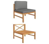 QZZCED Divano centrale da giardino in legno di teak con cuscini morbidi, mobili da esterno per terrazza e patio, design elegante e confortevole per conversazioni all'aperto