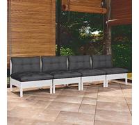 QZZCED Divano da giardino 4 posti in legno massello di pino con cuscini, design modulare per esterni, configurazione flessibile, mobile in terrazza resistente e stabile per relax