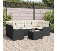 QZZCED Divano da giardino modulare per 7 persone con tavolo in vetro, design moderno in morbido polyrattan e acciaio trattato, set esterno resistente con protezione UV per terrazza