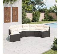 QZZCED Divano da giardino semi-circolare con cuscini, set da esterno in rattan PE e struttura in acciaio per terrazza o patio, fodere sfoderabili lavabili e resistenti alle intemperie