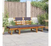 QZZCED Divano letto da giardino 2 in 1 con cuscino e legno massello di acacia 190 cm, lettino panca regolabile con lati e gambe aggiuntive per un maggiore sostegno, cuscini estraibili