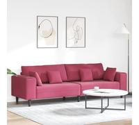 QZZCED Divano moderno in velluto con cuscino rosso vino, 208 cm, struttura in legno resistente e design minimalistico, per soggiorni contemporanei, tappezzeria lussuosa e accogliente
