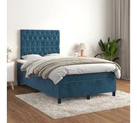 QZZCED Letto a molle con testiera regolabile e materasso di media solidità, per dormire in bocca o schiena, in morbido velluto e protezione in pelle sensibile, incluso manuale