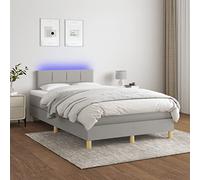 QZZCED Letto Box Spring con materasso a molle e testiera regolabile, include striscia LED colorata e protezione in pelle morbida, base letto con luce ambientale per camera da letto