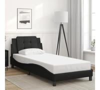 QZZCED Letto con testiera imbottita in pelle sintetica, struttura a doghe in legno per supporto robusto, design laterale ondulato, elegante, per camera da letto moderna, facile