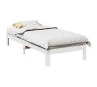 QZZCED Letto in legno massello di pino bianco, 80 x 200 cm, struttura stabile con base a doghe, senza necessità di rete, connessione modulare per spazi condivisi, design accogliente