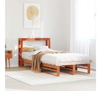 QZZCED Letto singolo in legno di pino con testiera e ripiani, struttura solida e rete a doghe per supporto e ventilazione, mobile per camera da letto con stoccaggio e design