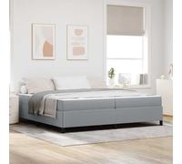 QZZCED Letto tipo Box Spring con materasso a molle insacchettate, telaio in legno lavorato e gambe a palo semplici, grigio chiaro e nero, 200 x 200 cm, design moderno e minimalista