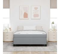 QZZCED Letto tipo Box Spring grigio chiaro e nero 140 x 200 cm con materasso a molle insacchettate, telaio in legno lavorato e gambe a palo, design moderno e minimalista