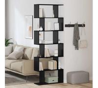 QZZCED Libreria moderna in colore nero, 70 x 24 x 193,5 cm, armadio portaoggetti indipendente con design aperto ed elegante, realizzato in legno resistente