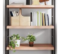 QZZCED Mensola da parete in legno di quercia trattato, colore marrone chiaro, 100 x 40 x (2-6 cm) - Scaffale rustico fatto a mano con bordo naturale per stoccaggio versatile - Scaffale solido