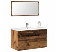 QZZCED Mobile da bagno con specchio in legno antico ingegneria, pensile con ampio stoccaggio, porte pratiche, montaggio a parete, facile manutenzione, materiale stabile