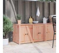 QZZCED Mobile da cucina moderno con ripiano marrone 106 x 55 x 64 cm, struttura in legno massello di pino, scaffali in stile plancia e porta liscia per riporre