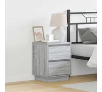 QZZCED Mobile da notte moderno con luce LED integrata e cassetto in legno lavorato, comodino rettangolare per camera da letto con stoccaggio e design contemporaneo