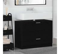 QZZCED Mobile lavabo con cassetto in rovere nero 78 x 37 x 59 cm, armadietto da bagno con stoccaggio pratico e stile rustico, struttura in legno resistente e facile