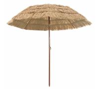 QZZCED Ombrellone da spiaggia rotondo colore marrone con palo in acciaio inox e tessuto resistente ai raggi UV, inclinazione regolabile e strato impermeabile per giardino, terrazza e uso