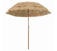 QZZCED Ombrellone da spiaggia rotondo colore marrone con palo in acciaio inox e tessuto resistente ai raggi UV, inclinazione regolabile per giardino, terrazza e esterni, impermeabile