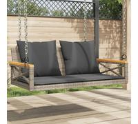 QZZCED Panca altalena con cuscini in rattan sintetico, grigio, 109 x 62 x 40 cm, per esterno, mobile sospeso con funzione di bilanciamento e struttura robusta in acciaio, include 1 seduta