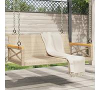 QZZCED Panca altalena in rattan sintetico, beige, 109 x 62 x 40 cm, con funzione di oscillazione e anelli di fissaggio, mobile da esterno resistente per giardino o terrazza, struttura robusta