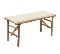 QZZCED Panca da giardino pieghevole con cuscino in bambù, 118 cm, sedile esterno impermeabile e resistente alle intemperie, facile da pulire e riporre, include cuscino in poliestere