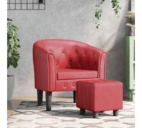 QZZCED Poltrona design a cubo con poggiapiedi in pelle sintetica rosso poltrona cubica moderna con imbottitura confortevole per soggiorno o ufficio