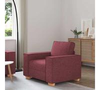 QZZCED Poltrona in tessuto colore rosso vino 60 cm, divano lounge con struttura in legno e metallo, ampi braccioli, imbottitura spessa per il massimo comfort, design versatile per soggiorno