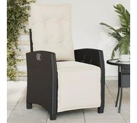 QZZCED Poltrona reclinabile da giardino con poggiapiedi regolabile in rattan PE nero, struttura robusta in acciaio, cuscini imbottiti con fodere sfoderabili e lavabili, materiale