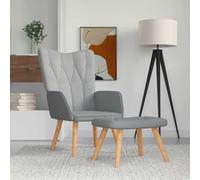 QZZCED Poltrona Relax con Sgabello in tessuto grigio chiaro Poltrona Relax moderna con struttura stabile e imbottitura confortevole